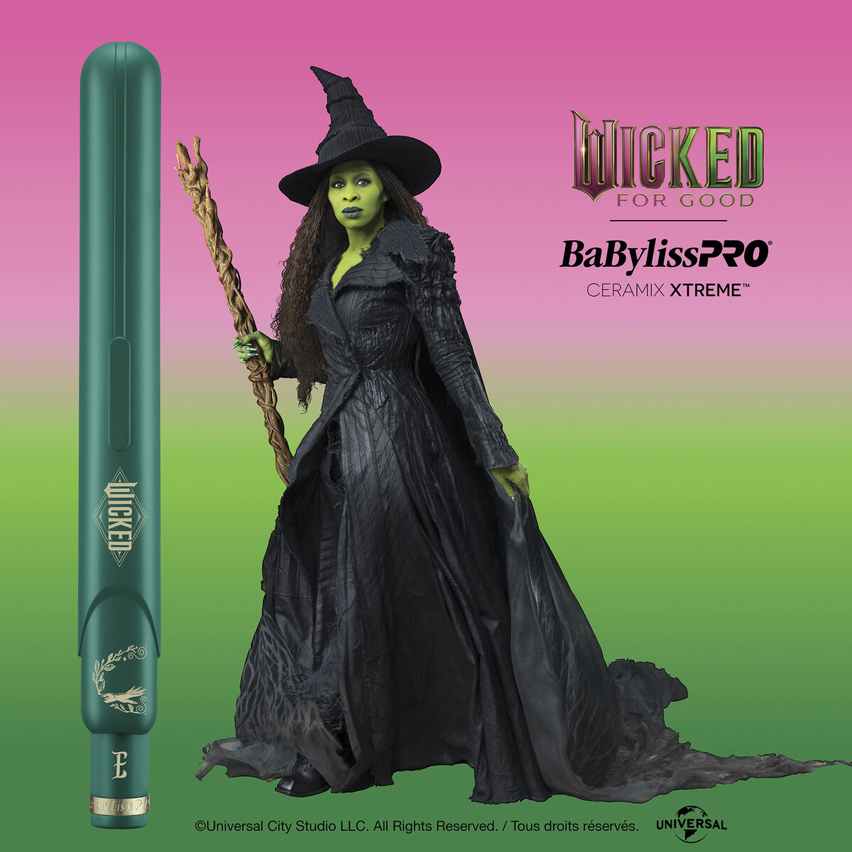 BaBylissPRO&reg; Ceramix Xtreme&trade; Wicked: For Good Elphaba 1" Flat Iron, , hi-res 3