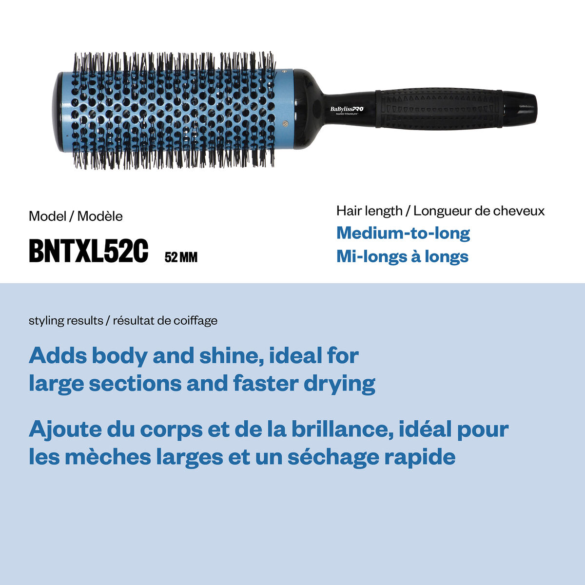 BaBylissPRO&reg; Nano Titanium Extra-Long Professional Brush (52 mm), , hi-res 2