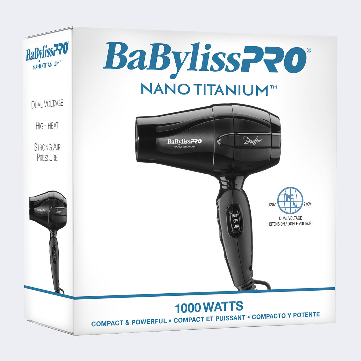 BaBylissPRO&reg; Nano Titanium&trade; Bambino Travel Hairdryer, , large 2