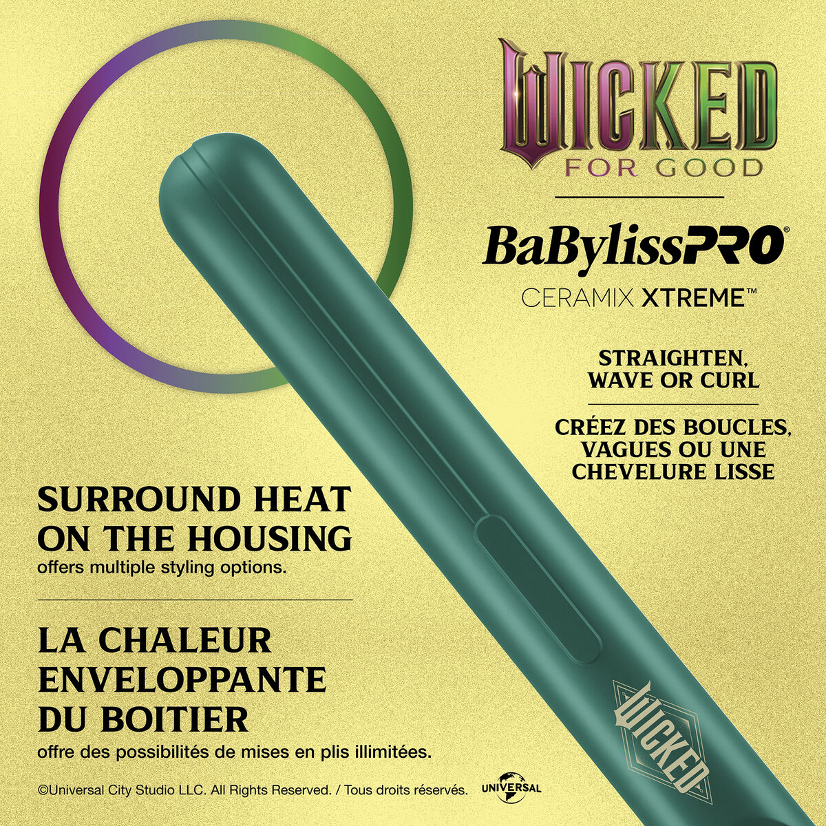 BaBylissPRO&reg; Ceramix Xtreme&trade; Wicked: For Good Elphaba 1" Flat Iron, , hi-res 5