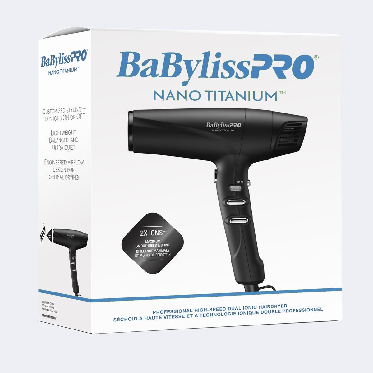 BaBylissPRO&reg; Nano Titanium&trade; S&eacute;choir Ionique Double &agrave; Haute Vitesse (Noir), , large 4