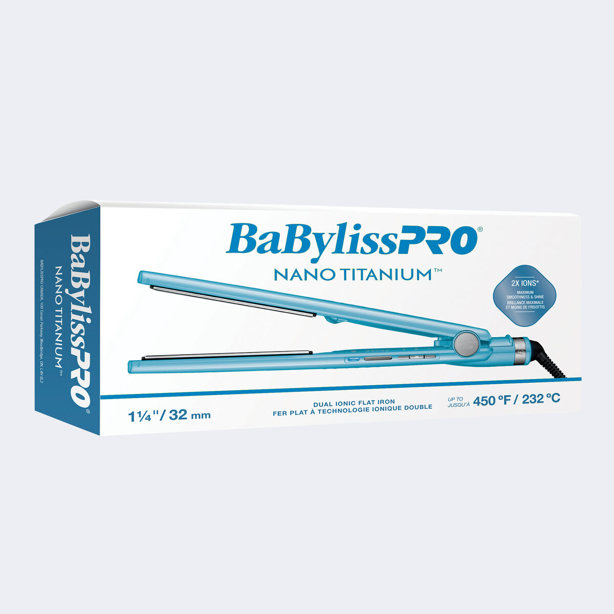 BaBylissPRO&reg; Nano Titanium&trade; 1-1/4" Dual Ionic Flat Iron (Blue), , large 2