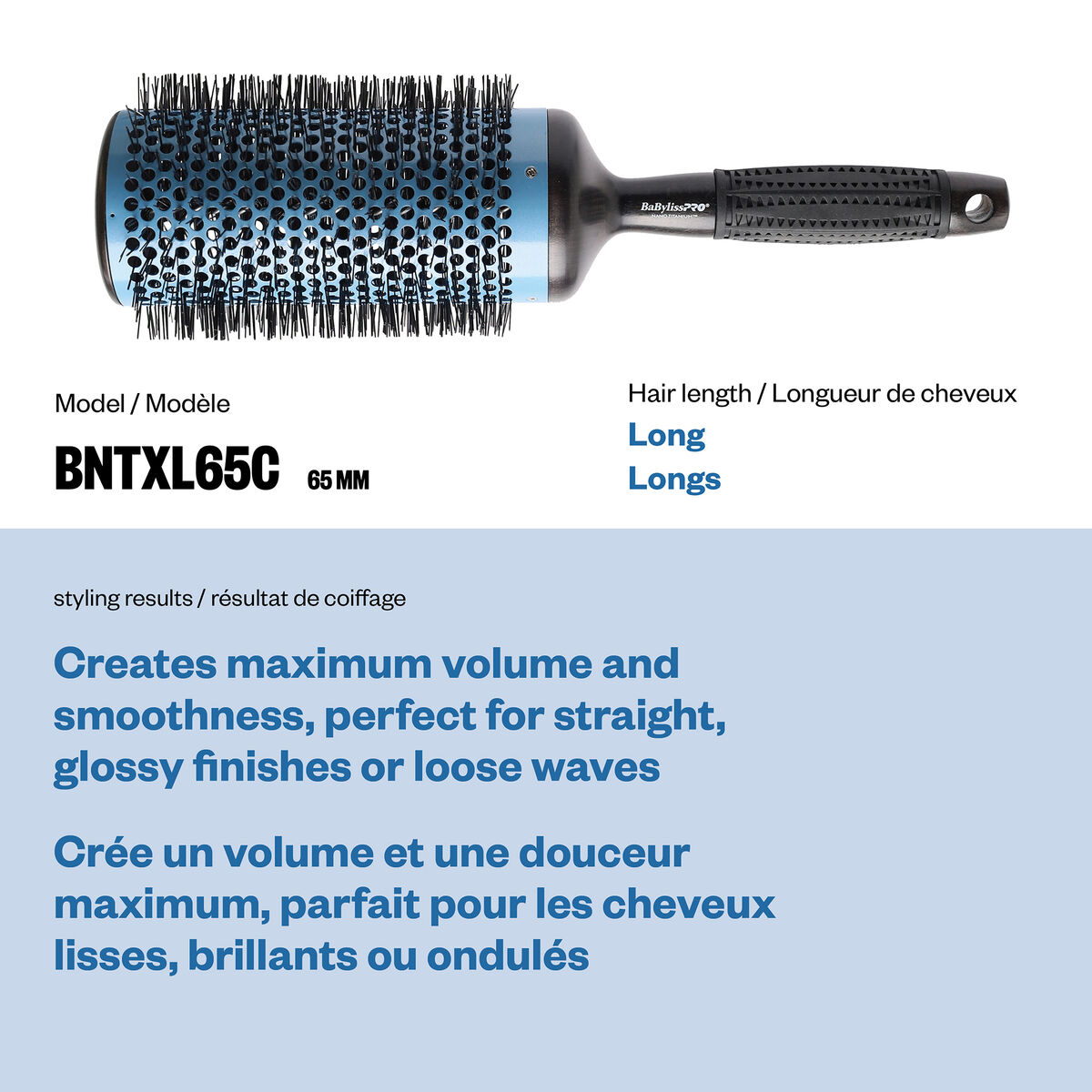 BaBylissPRO&reg; Nano Titanium Extra-Long Professional Brush (65 mm), , hi-res 2