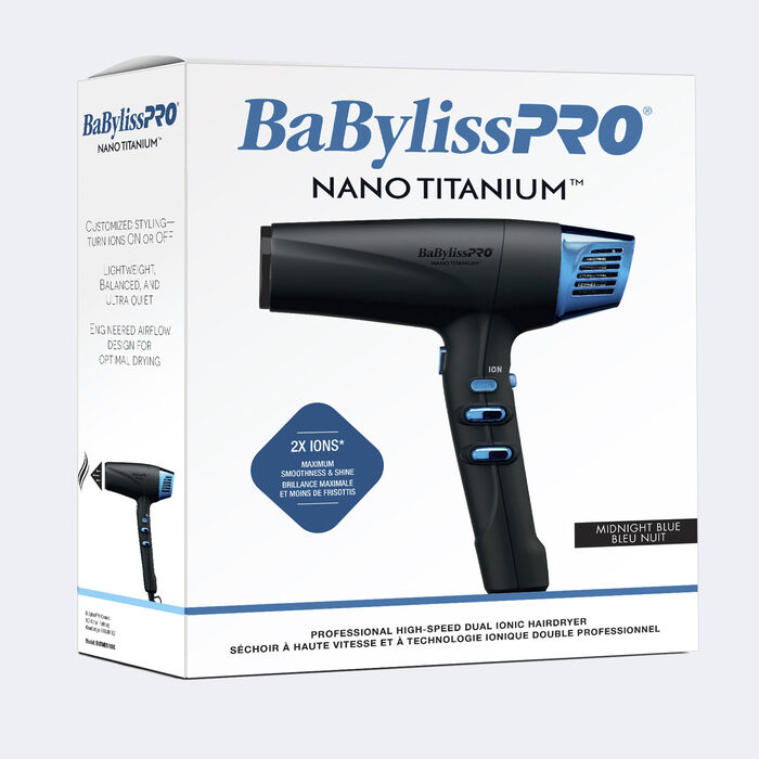 BaBylissPRO® Nano Titanium™ Dual Ionic High-Speed Hairdryer (Midnight Blue), , hi-res image number 1