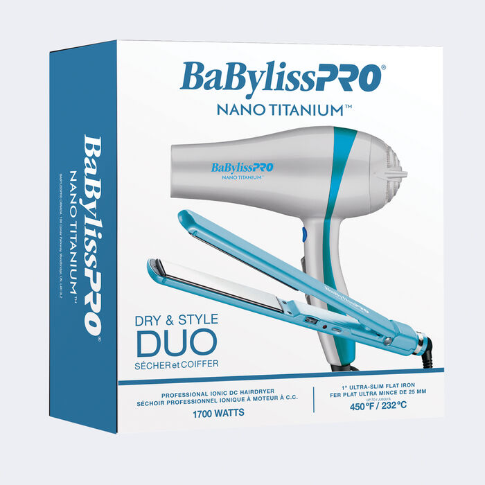 BaBylissPRO® Nano Titanium™ Hairdryer and Flat Iron Duo, , hi-res image number 1