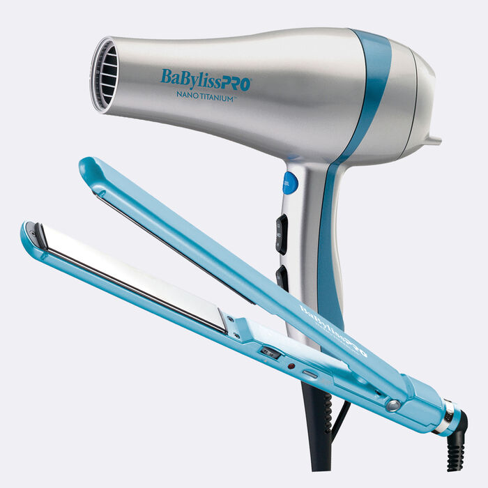 BaBylissPRO® Nano Titanium™ Hairdryer and Flat Iron Duo, , hi-res image number 0