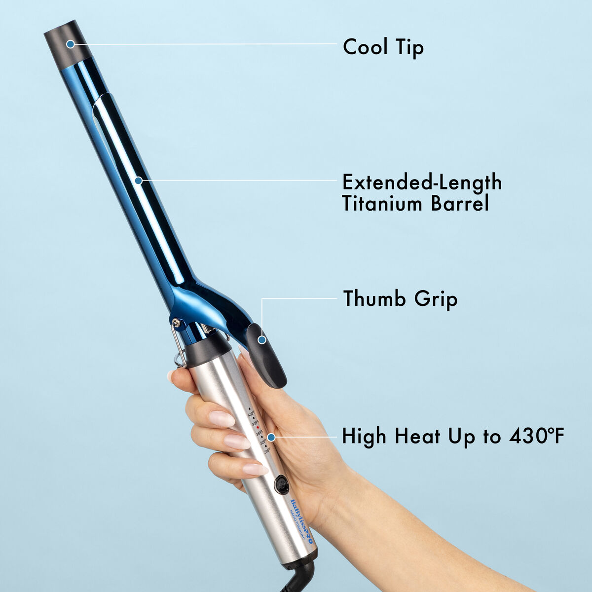BaBylissPRO&reg; Nano Titanium&trade; Fer &agrave; friser extra-long 1 po, , hi-res 5
