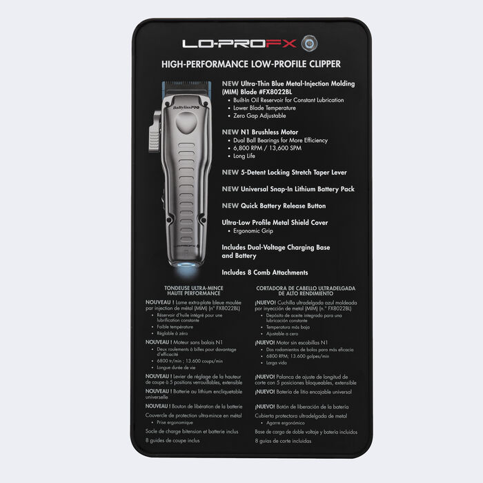 BaBylissPRO® FXONE™ Lo-ProFX High Performance Low-Profile Clipper (Silver), , hi-res image number 4 BaBylissPRO® FXONE™ Lo-ProFX High Performance Low-Profile Clipper (Silver), , hi-res image number 4