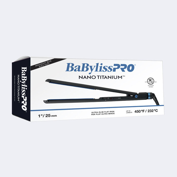 BaBylissPRO® Nano Titanium™ 1" Ultra Slim Flat Iron (Midnight Blue), , hi-res image number 1