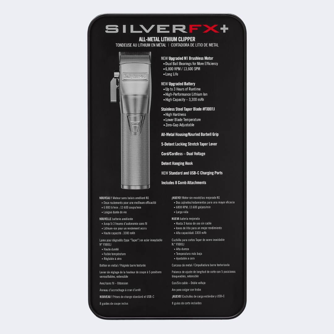 SilverFX+ All-Metal Lithium Clipper | BaBylissPRO
