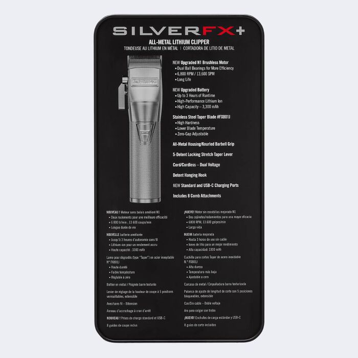 BaBylissPRO® SilverFX+ Metal Lithium Clipper, , hi-res image number 4