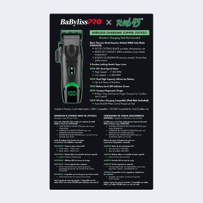 BaBylissPRO® x Tomb45® Wireless-Charging Clipper, , hi-res image number 14