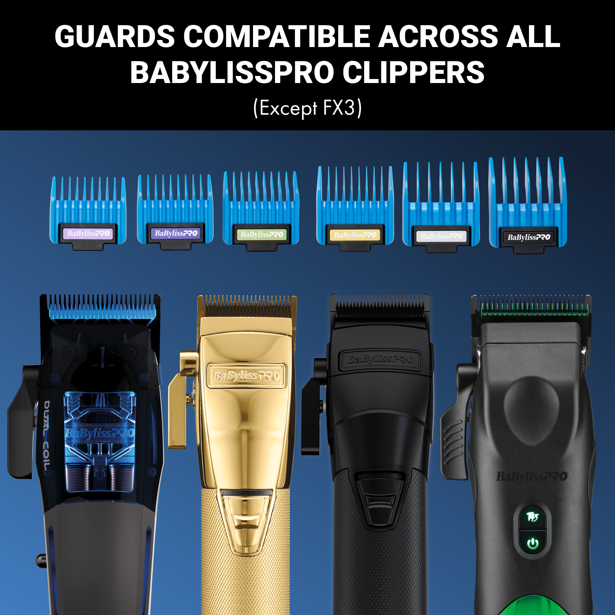 BaBylissPRO バリカン 本体 アタッチメントセット BaBylissPRO® Magnetic Clipper Guards