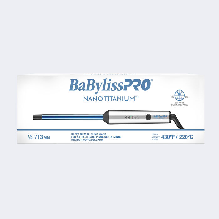 BaBylissPRO® Nano Titanium™ Ultra-Slim 1/2" Curling Wand, , hi-res image number 1