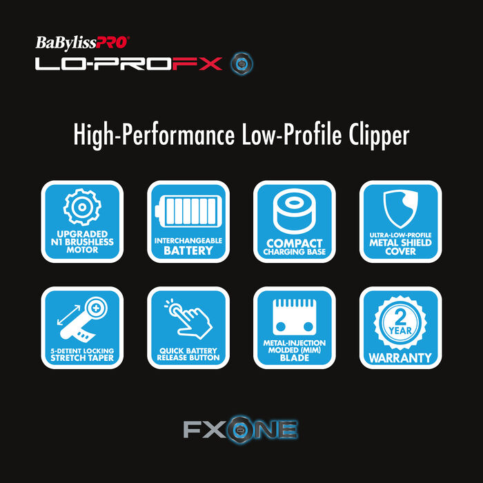 BaBylissPRO® FXONE™ Lo-ProFX High Performance Low-Profile Clipper (Silver), , hi-res image number 6 BaBylissPRO® FXONE™ Lo-ProFX High Performance Low-Profile Clipper (Silver), , hi-res image number 6