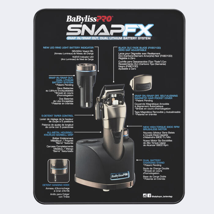 BaBylissPRO® SNAPFX tondeuse avec système deux batteries au lithium, , hi-res image number 5