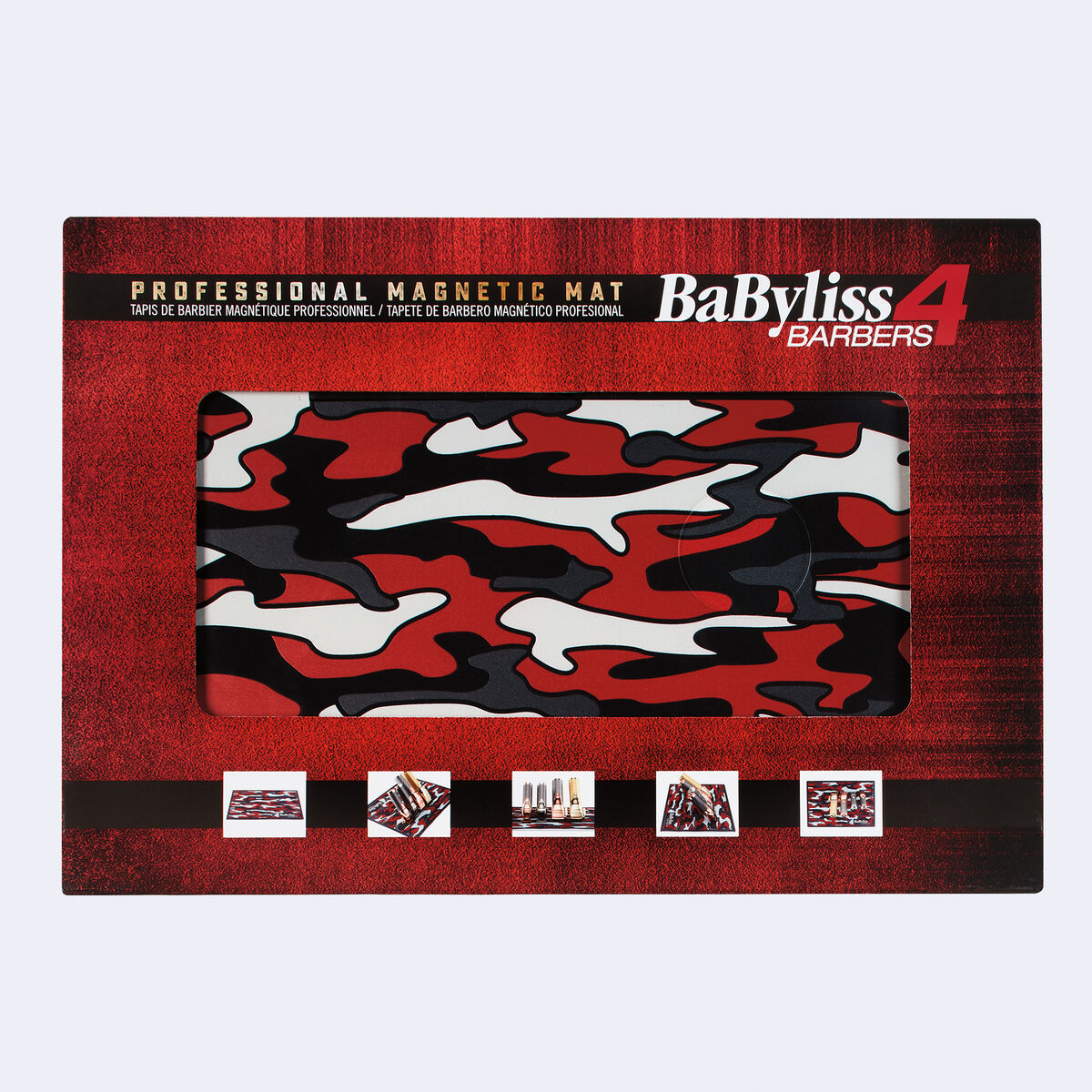 BaBylissPRO&reg; Tapis de barbier magn&eacute;tique camouflage rouge, , hi-res 4