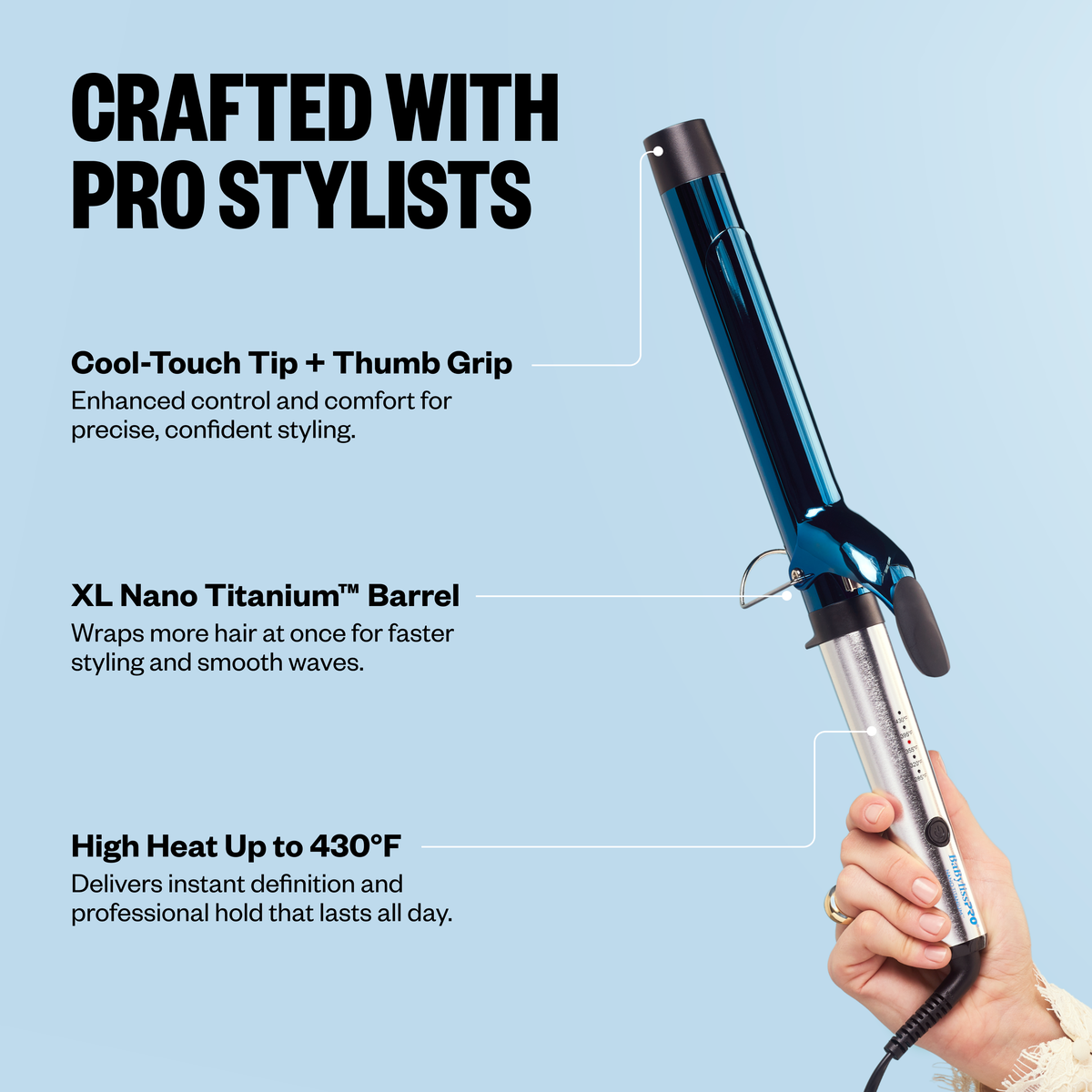 BaBylissPRO&reg; Nano Titanium&trade; Fer &agrave; friser extra-long 1-1/4 po, , hi-res 5