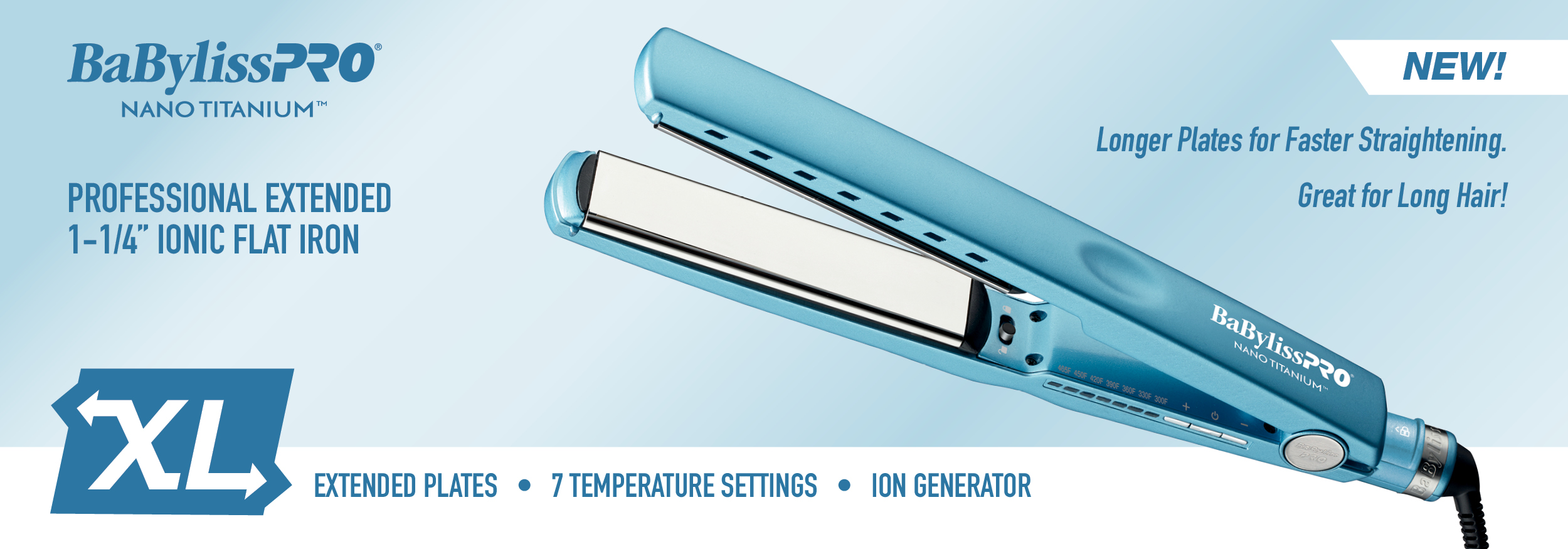 Extended 1-1/4” Ionic Flat Iron