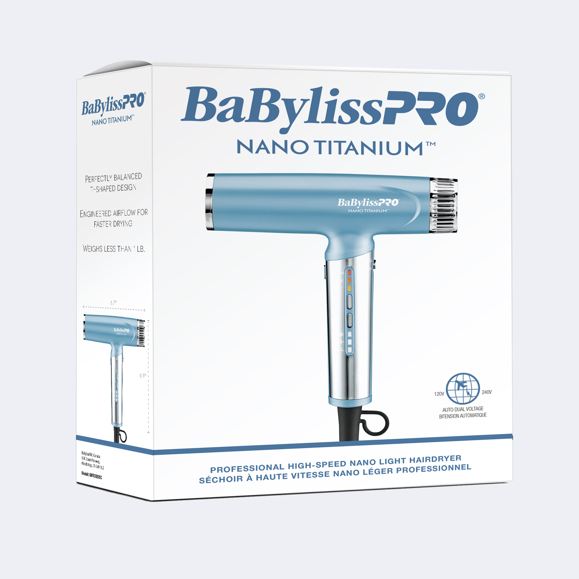 BaBylissPRO® Nano Titanium™ High-Speed Nano Light Hairdryer (Blue), , large image number 3