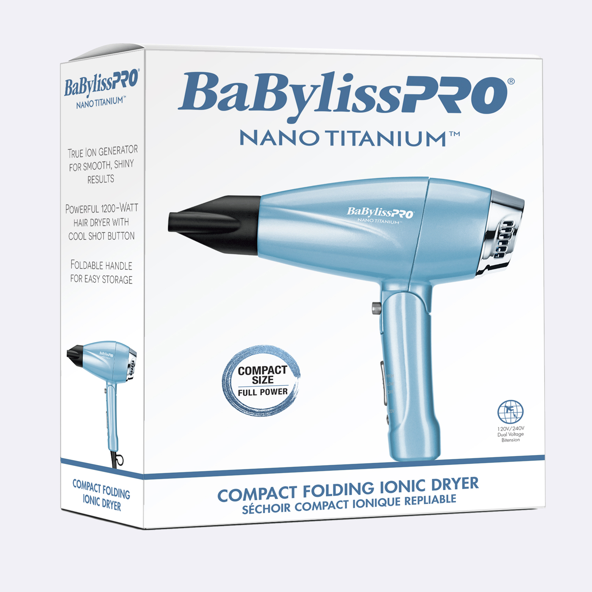 BaBylissPRO® Nano Titanium™ Ionic Compact Hairdryer, , large image number 4