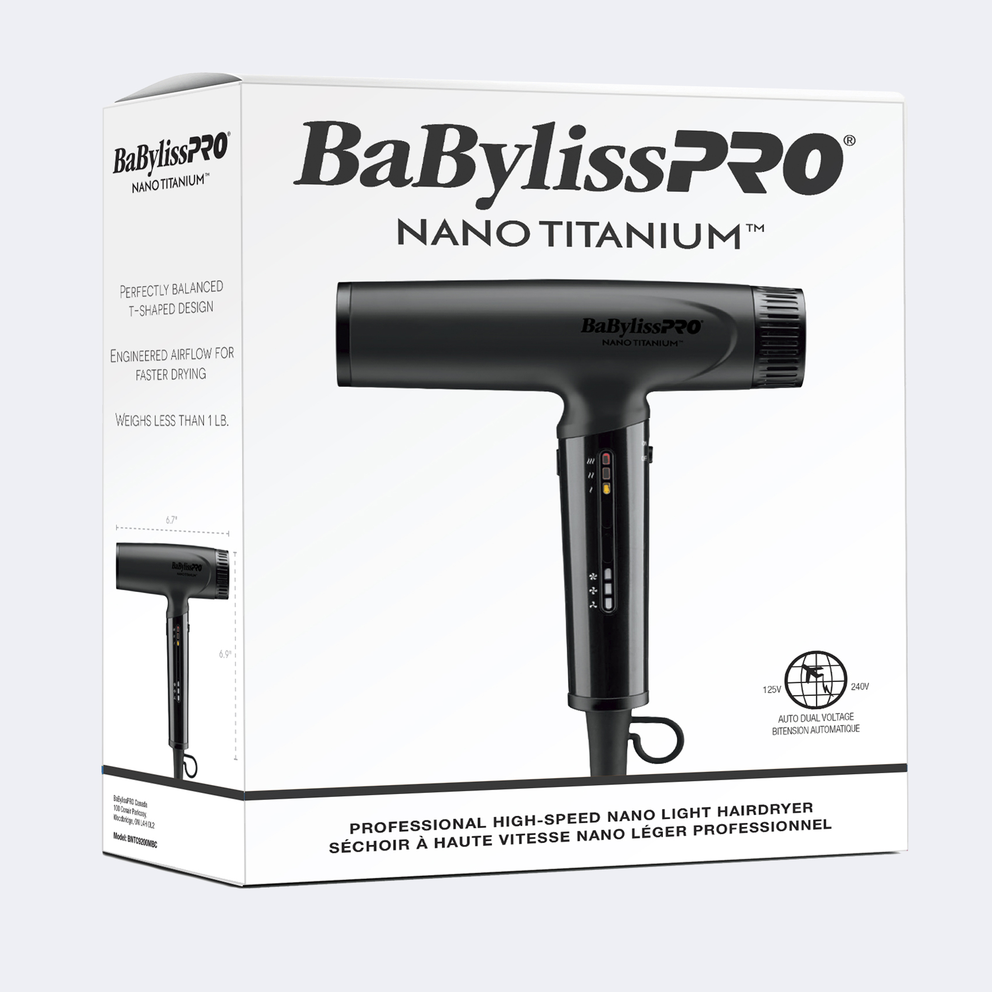 BaBylissPRO® Nano Titanium™ High-Speed Nano Light Hairdryer (Matte black), , large image number 2